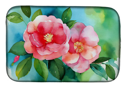 Alabama Camellia in Watercolor Dish Drying Mat