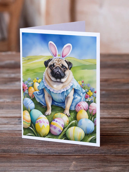 Pug Easter Egg Hunt Greeting Cards Pack of 8
