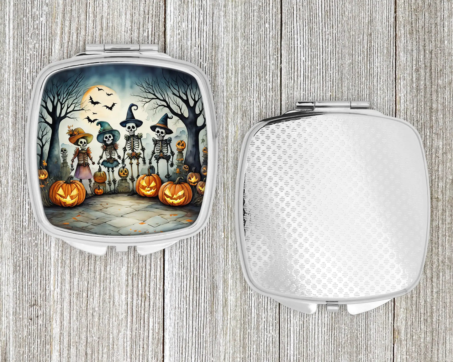 Calacas Skeletons Spooky Halloween Compact Mirror