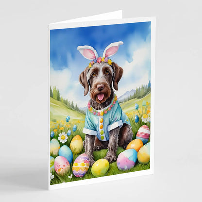 German Wirehaired Pointer Easter Egg Hunt Greeting Cards Pack of 8