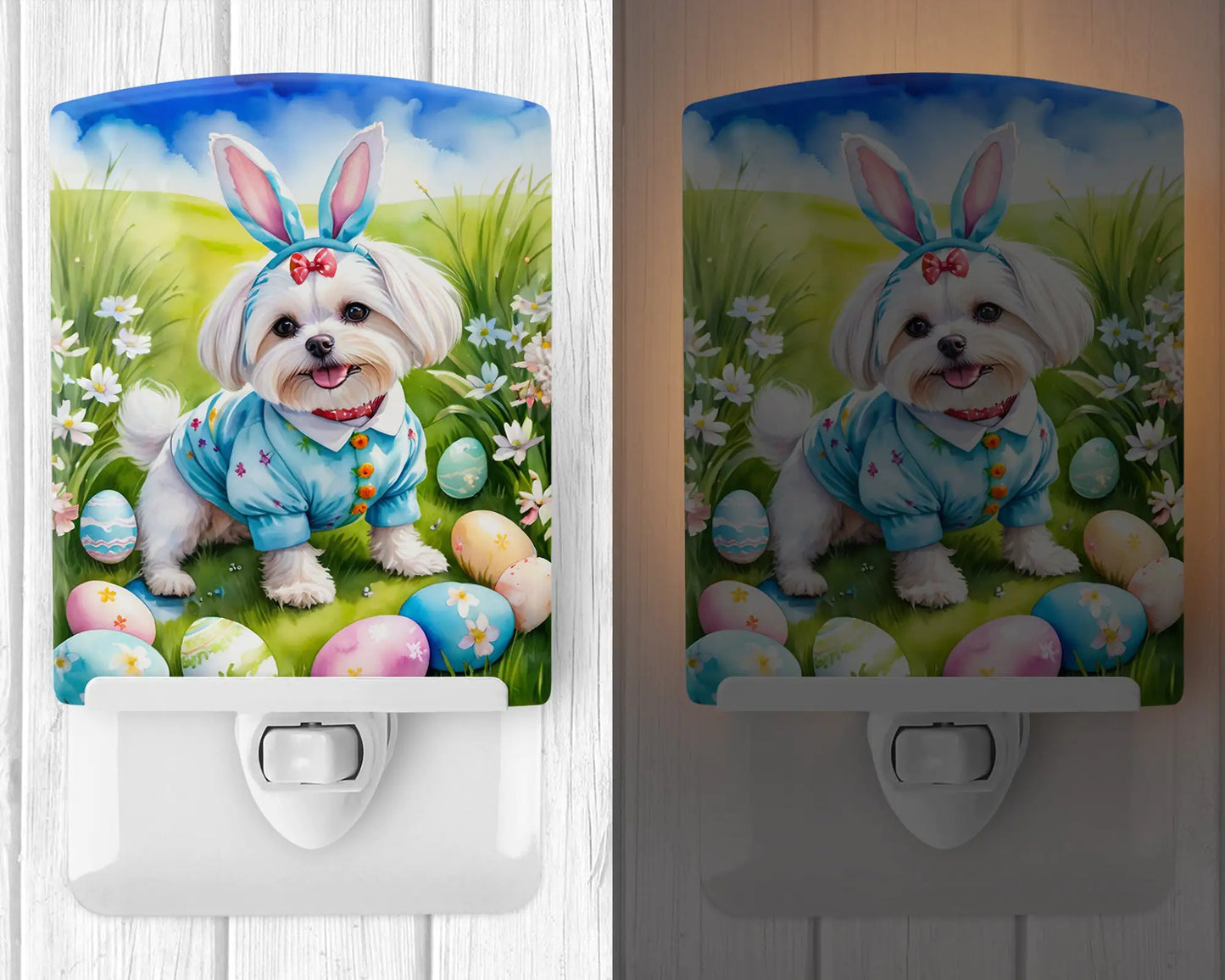 Maltese Easter Egg Hunt Ceramic Night Light