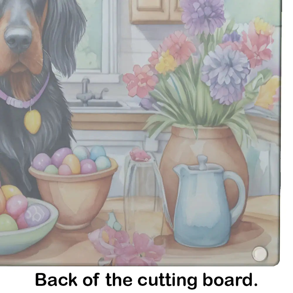 Decorating Easter Gordon Setter Glass Cutting Board
