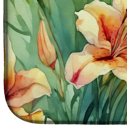 Utah Sego Lilies in Watercolor Dish Drying Mat