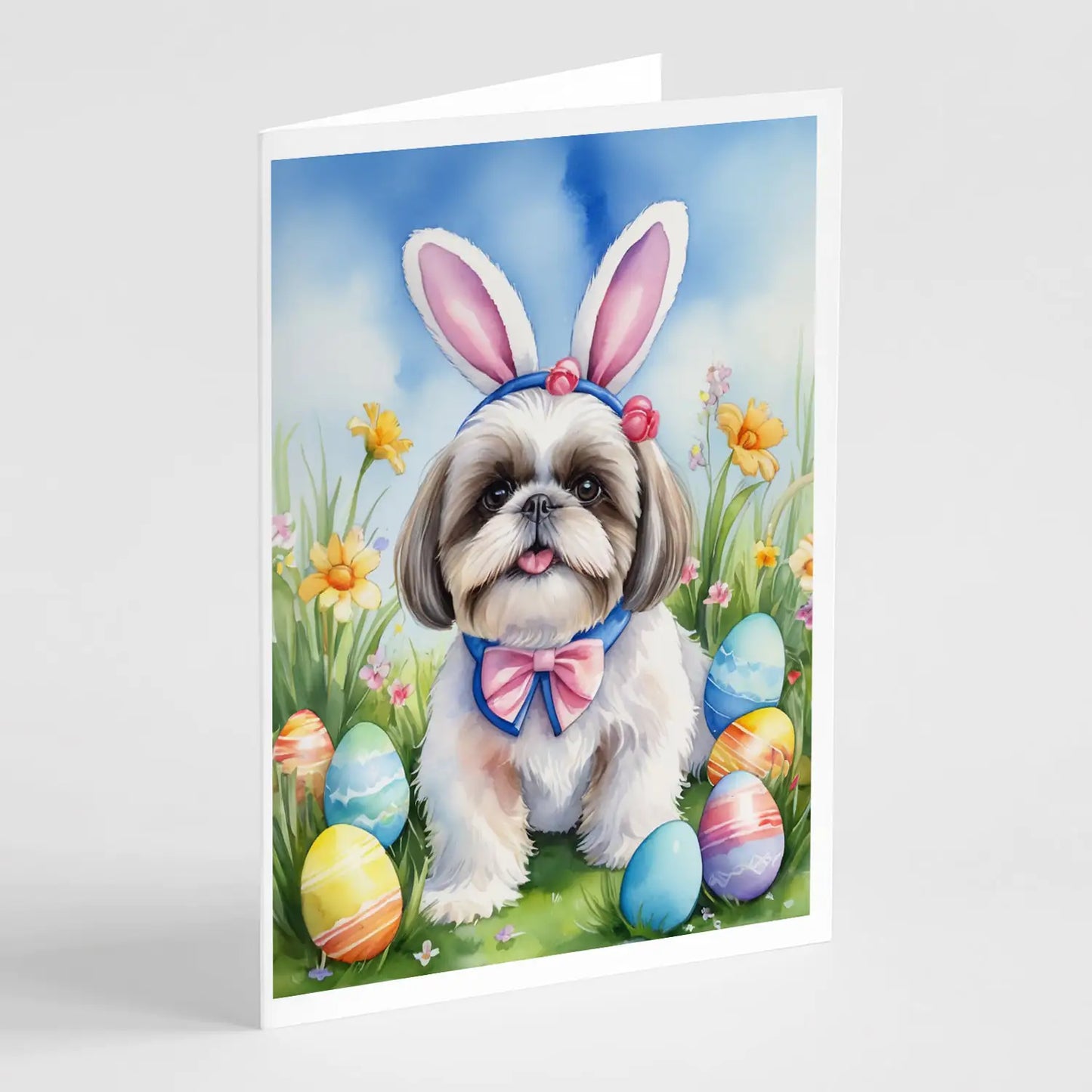 Shih Tzu Easter Egg Hunt Greeting Cards Pack of 8