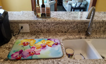Orchids in Watercolor Dish Drying Mat