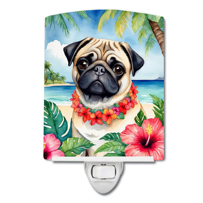 Pug Luau Ceramic Night Light