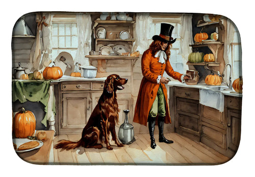 Irish Setter Fall Kitchen Pumpkins Dish Drying Mat