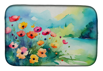 Anemones in Watercolor Dish Drying Mat