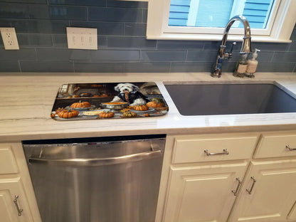 Old English Sheepdog Fall Kitchen Pumpkins Dish Drying Mat
