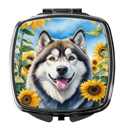 Alaskan Malamute in Sunflowers Compact Mirror