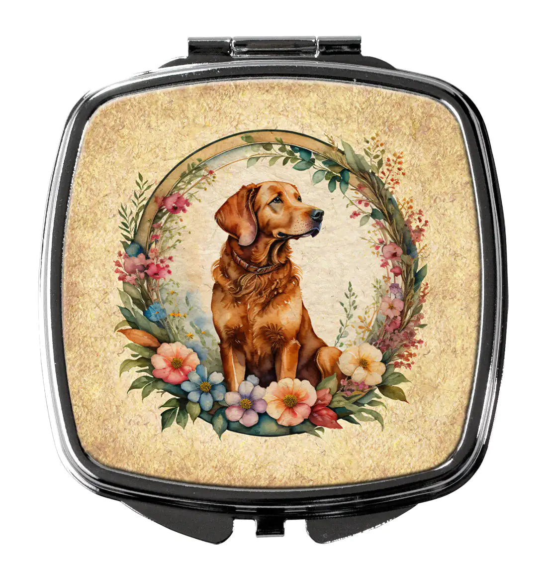 Chesapeake Bay Retriever and Flowers Compact Mirror