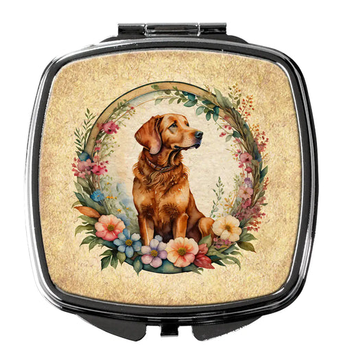 Chesapeake Bay Retriever and Flowers Compact Mirror