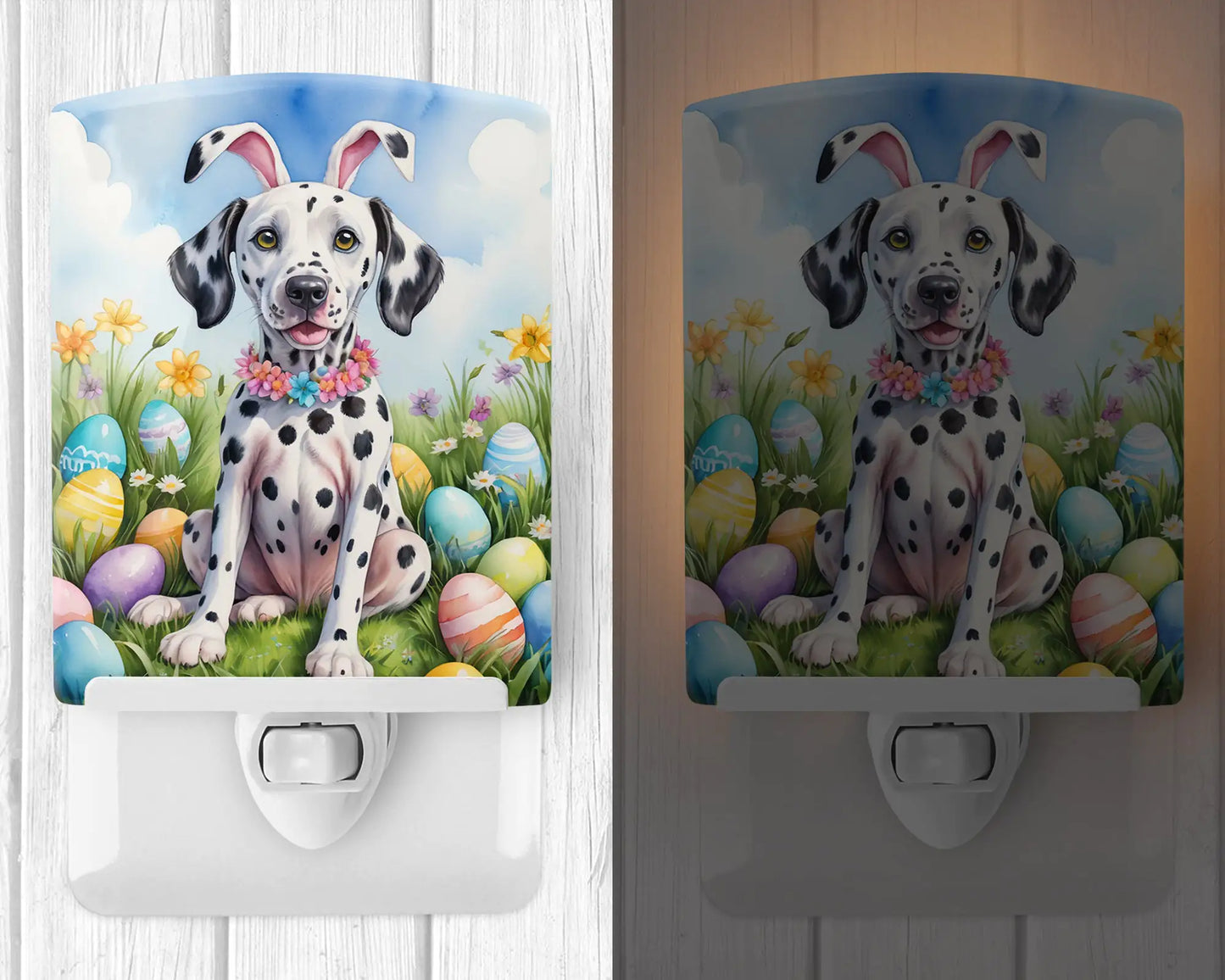 Dalmatian Easter Egg Hunt Ceramic Night Light