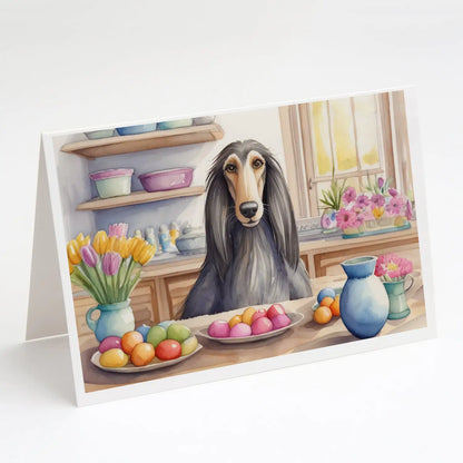 Decorating Easter Afghan Hound Greeting Cards Pack of 8