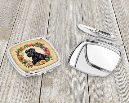 Giant Schnauzer and Flowers Compact Mirror