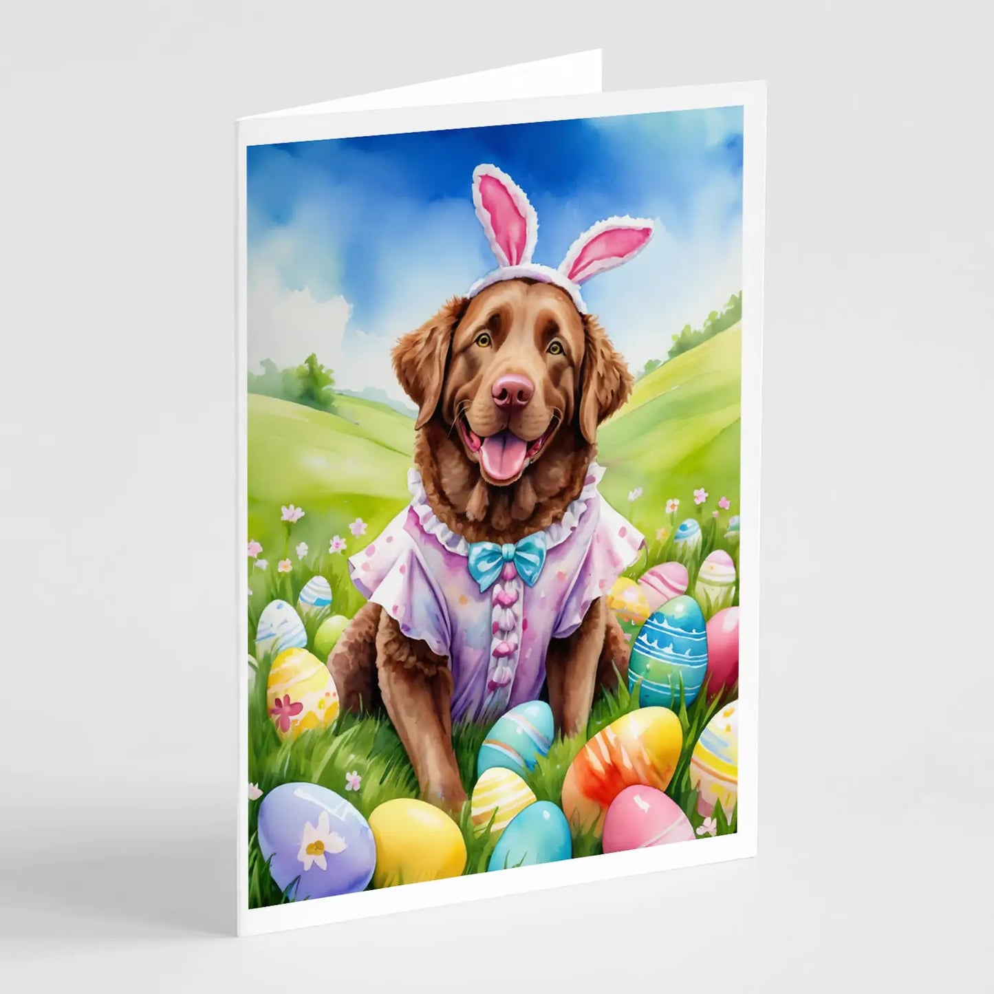 Chesapeake Bay Retriever Easter Egg Hunt Greeting Cards Pack of 8