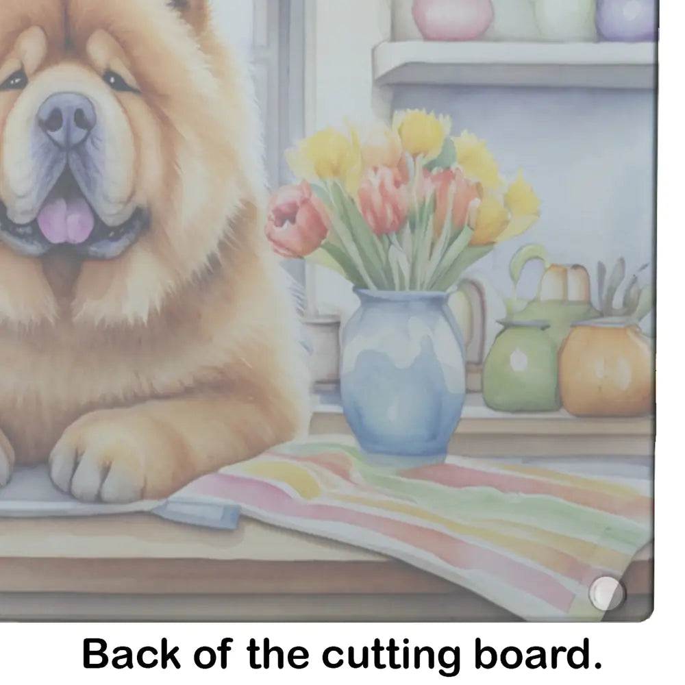 Decorating Easter Chow Chow Glass Cutting Board