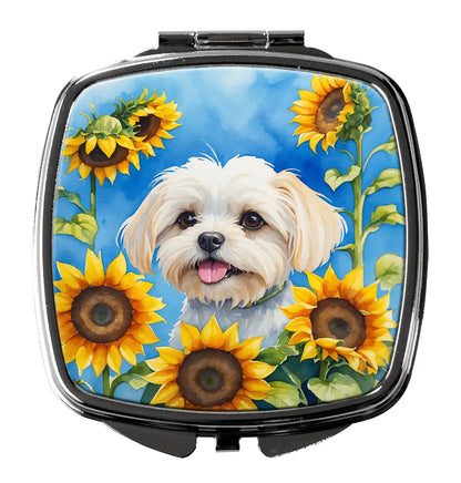 Maltese in Sunflowers Compact Mirror