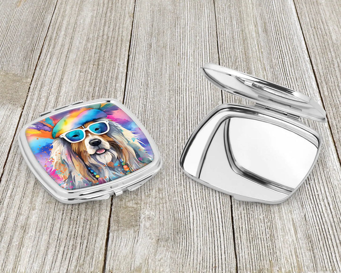 Bearded Collie Hippie Dawg Compact Mirror