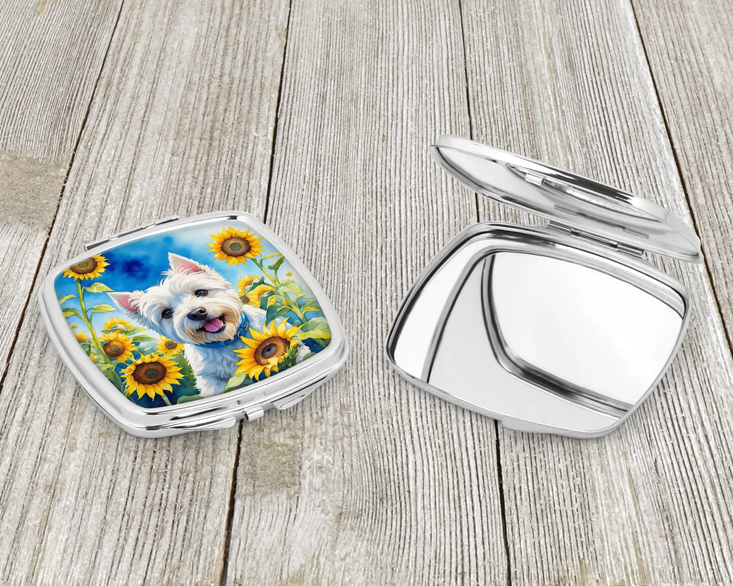 Westie in Sunflowers Compact Mirror