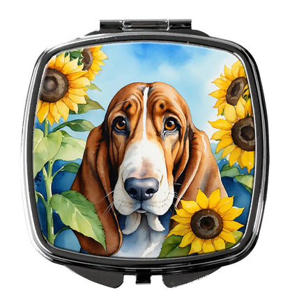 Basset Hound in Sunflowers Compact Mirror