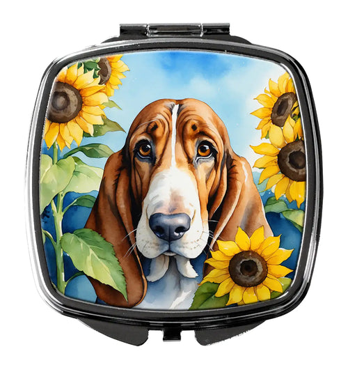 Basset Hound in Sunflowers Compact Mirror