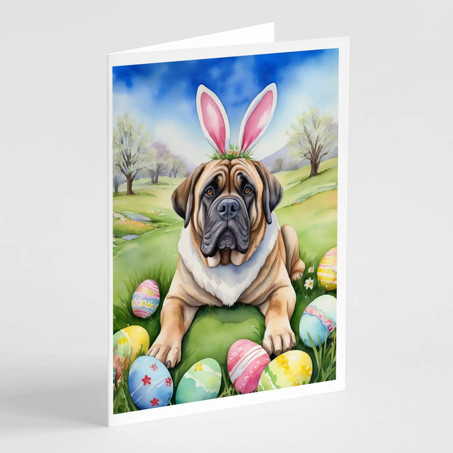 Mastiff Easter Egg Hunt Greeting Cards Pack of 8