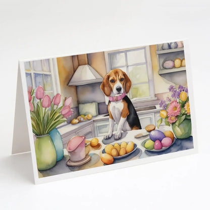 Decorating Easter Beagle Greeting Cards Pack of 8