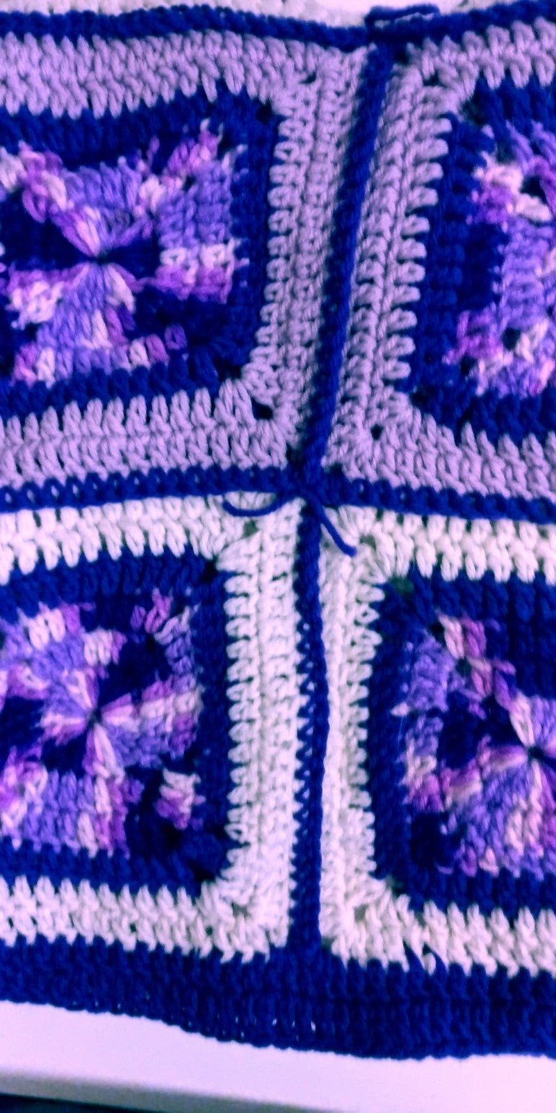 Handmade Baby Blanket, Lap Blanket hand crochet with Purples, White and Light Purple