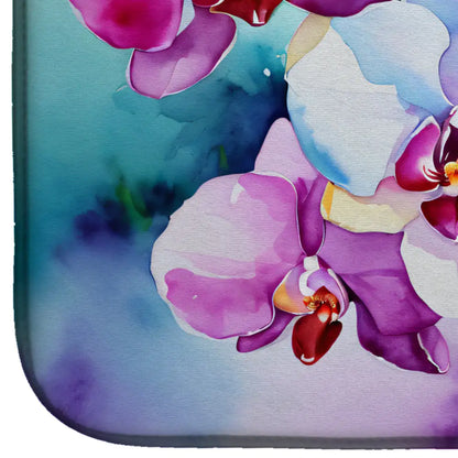 Orchids in Watercolor Dish Drying Mat