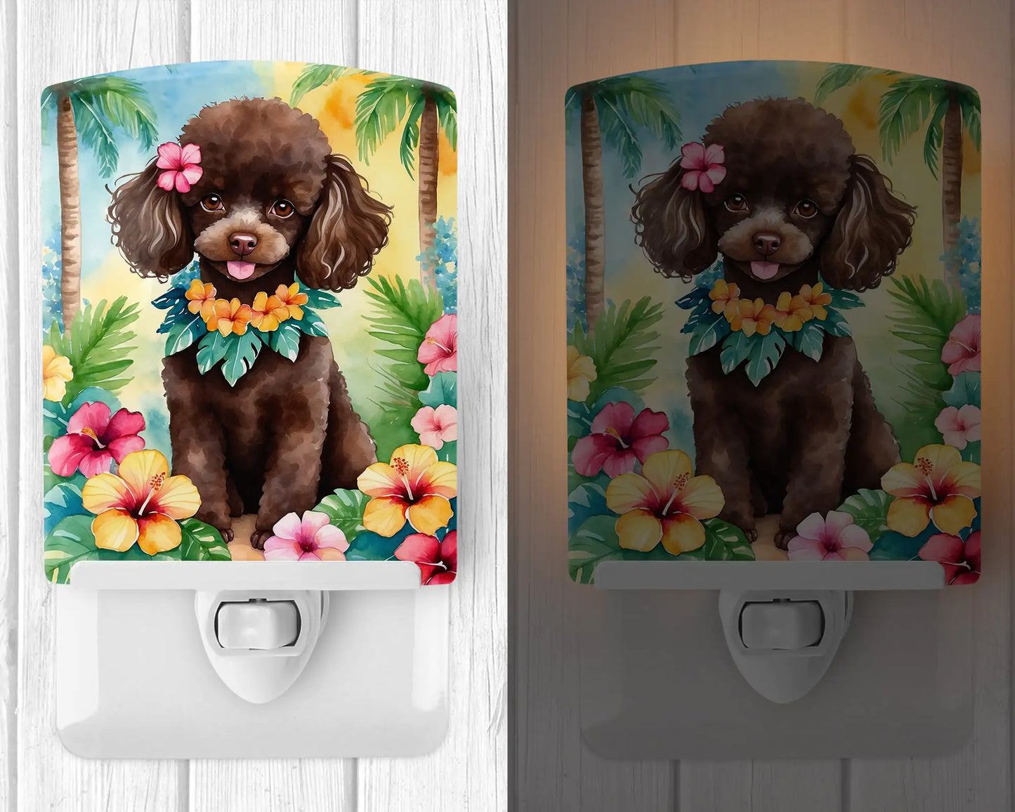 Chocolate Poodle Luau Ceramic Night Light
