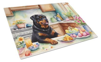 Decorating Easter Rottweiler Glass Cutting Board
