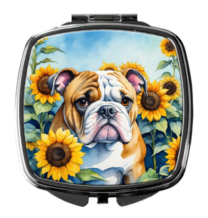 English Bulldog in Sunflowers Compact Mirror