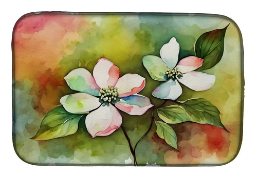 Virginia American Dogwood in Watercolor Dish Drying Mat