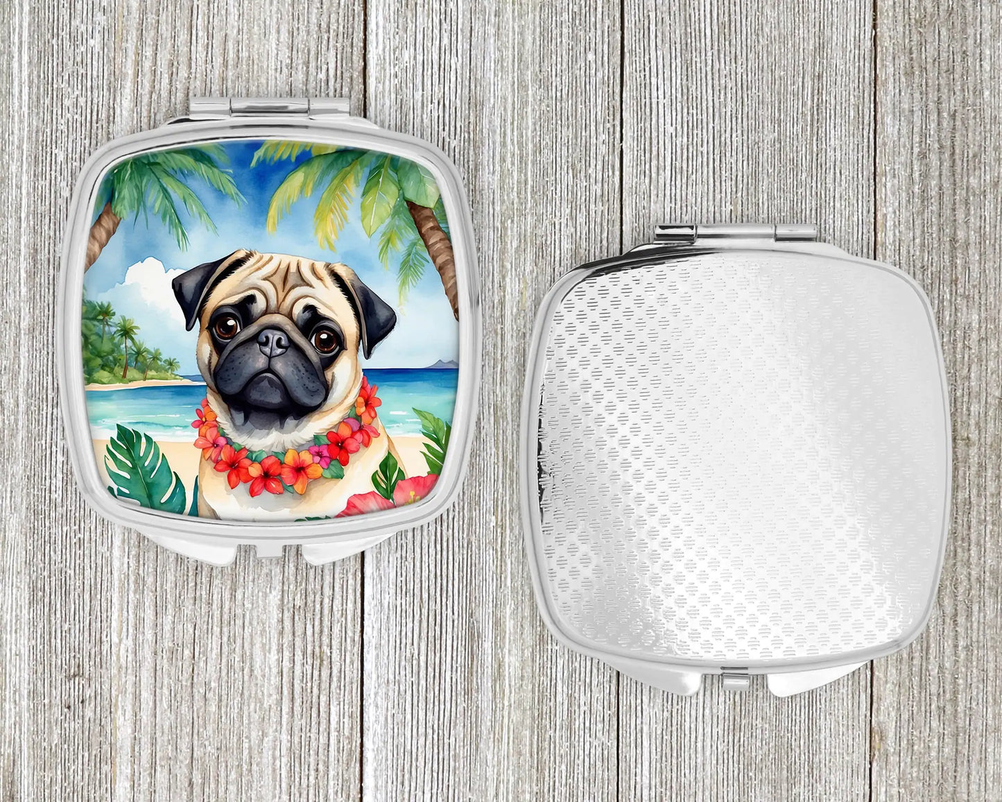 Pug Luau Compact Mirror