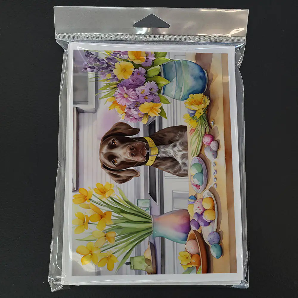 Decorating Easter German Shorthaired Pointer Greeting Cards Pack of 8
