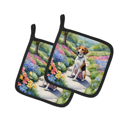 American Foxhound Spring Garden Pair of Pot Holders