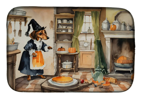 Dachshund Fall Kitchen Pumpkins Dish Drying Mat