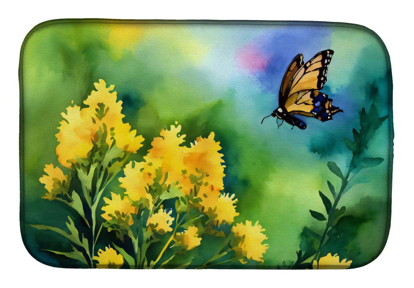 Kentucky Goldenrod in Watercolor Dish Drying Mat