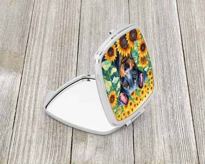 Manchester Terrier in Sunflowers Compact Mirror
