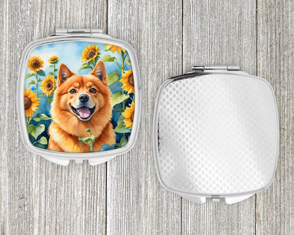 Finnish Spitz in Sunflowers Compact Mirror