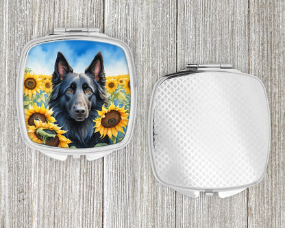 Belgian Sheepdog in Sunflowers Compact Mirror