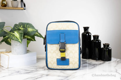 Coach Khaki Blue Jay Coated Canvas Color block Track Pack