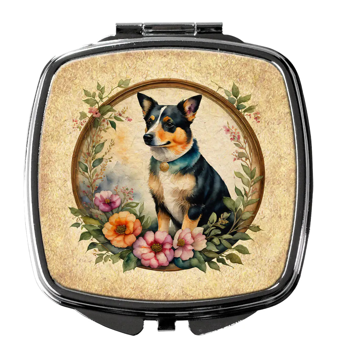 Lancashire Heeler and Flowers Compact Mirror