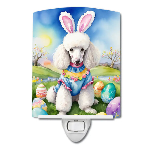 White Poodle Easter Egg Hunt Ceramic Night Light