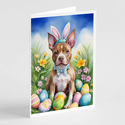 Pit Bull Terrier Easter Egg Hunt Greeting Cards Pack of 8