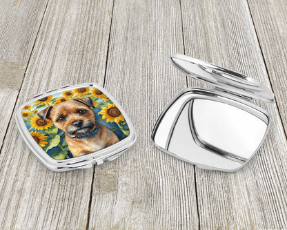 Border Terrier in Sunflowers Compact Mirror
