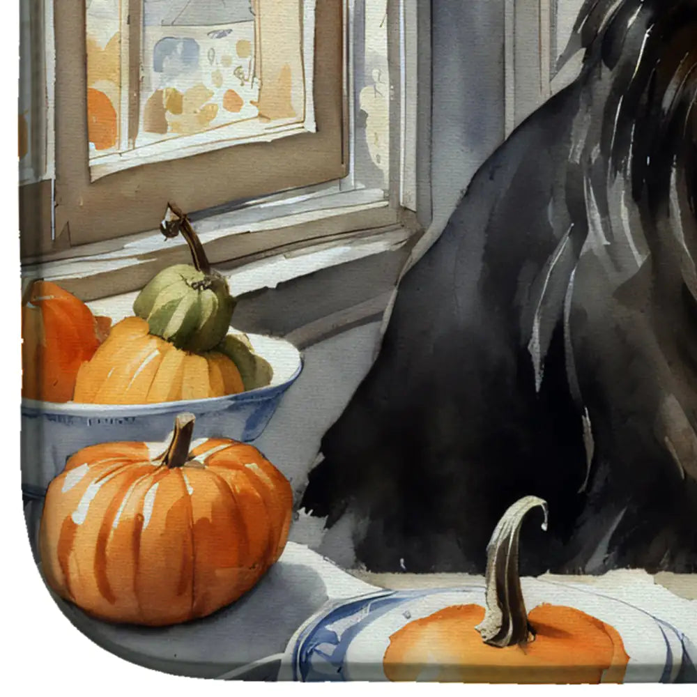 Belgian Sheepdog Fall Kitchen Pumpkins Dish Drying Mat
