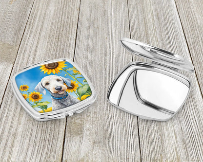 Bedlington Terrier in Sunflowers Compact Mirror