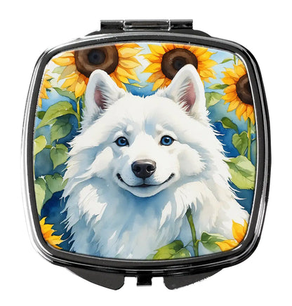 American Eskimo in Sunflowers Compact Mirror